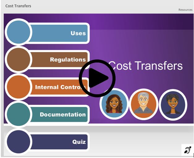 link to elearning on cost transfers